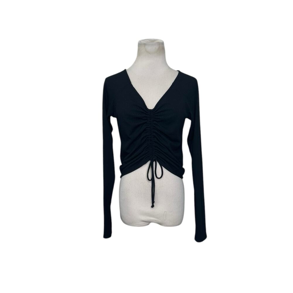 PST black long sleeves ruched top size M